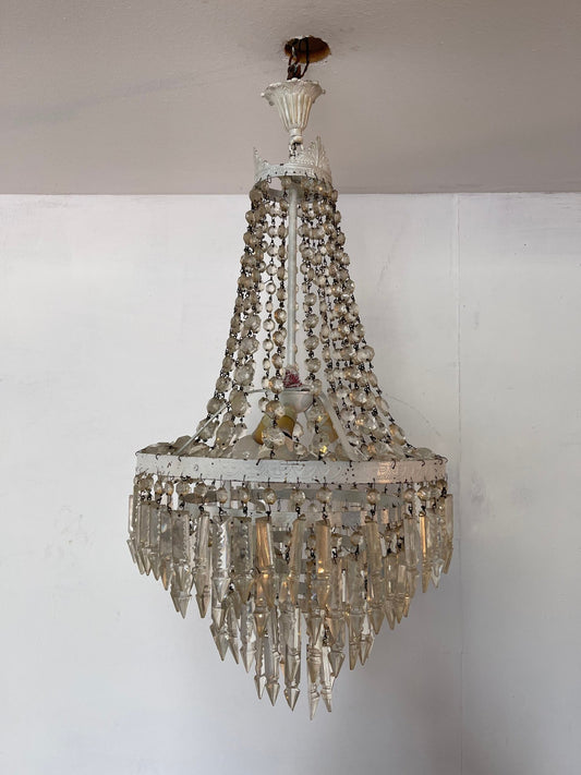 Lampario elegante in ottone e cristallo