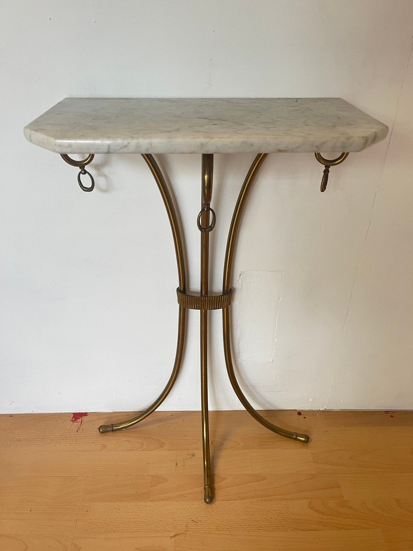 Consolle d’Ingresso in Ottone e Marmo con Dettagli Equestri