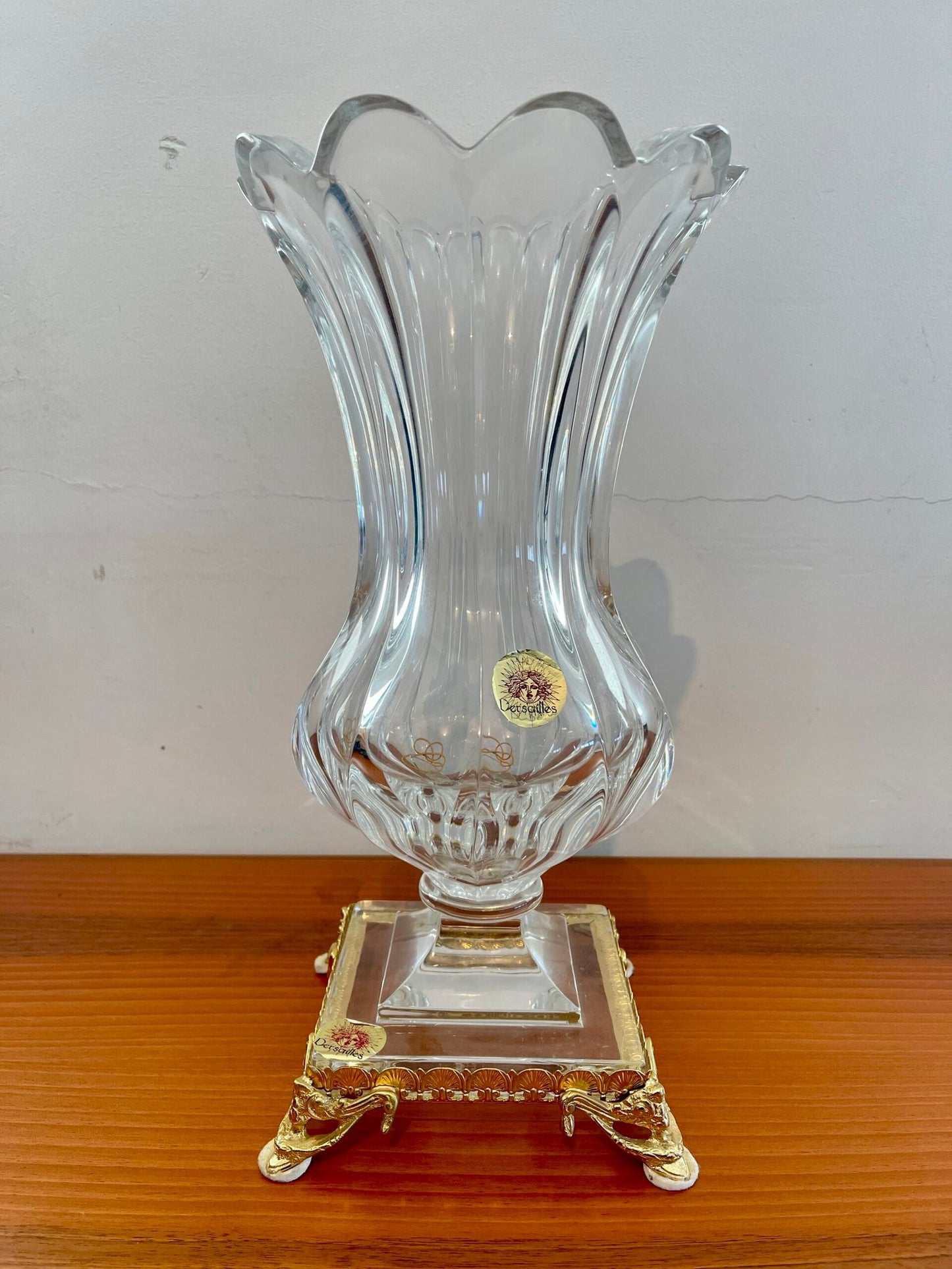 Vaso in Cristallo Desgaldes con Base Dorata – Stile Versailles