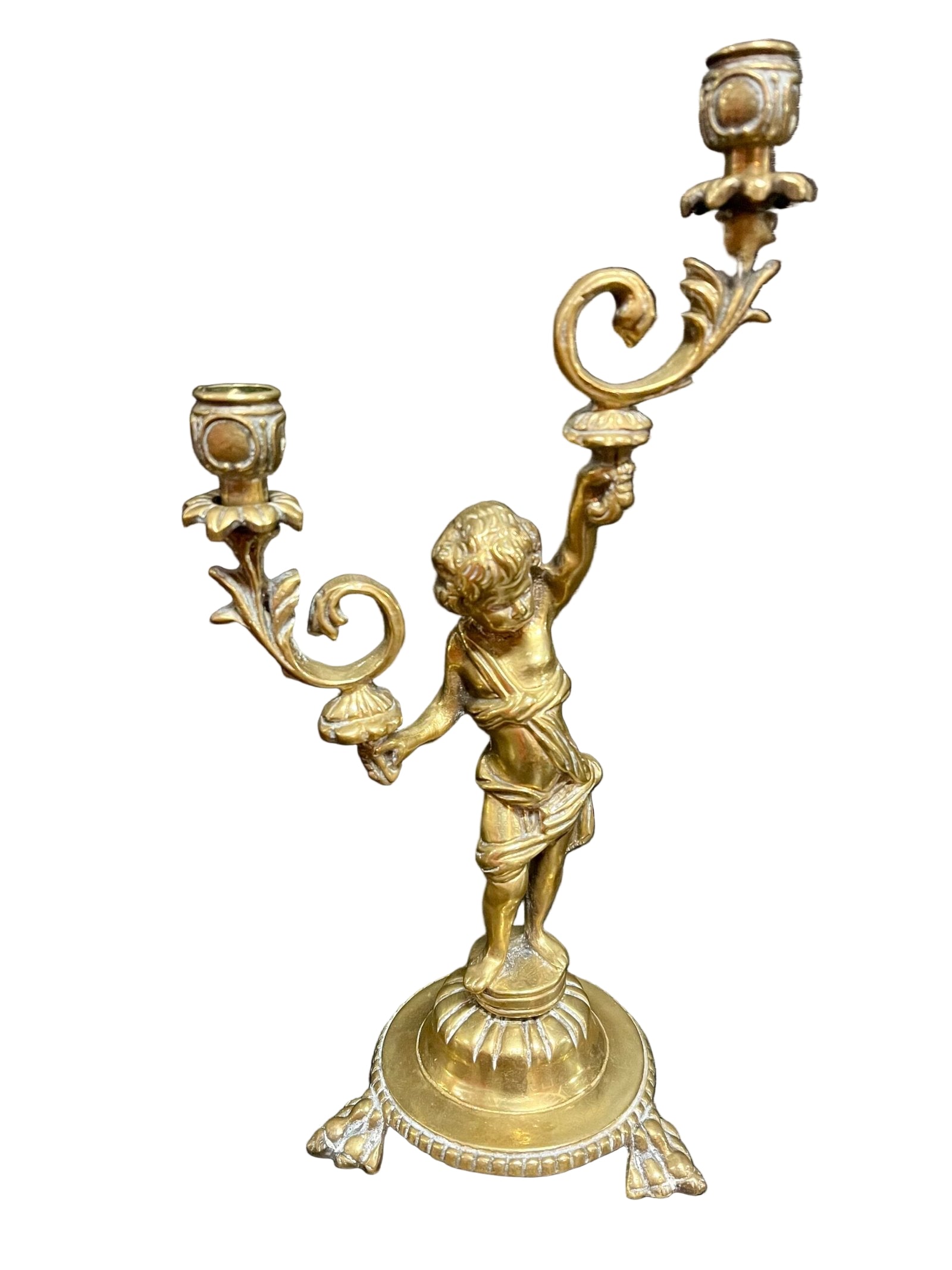 Candelieri in bronzo putti a 2 fiamme francese XIX secolo