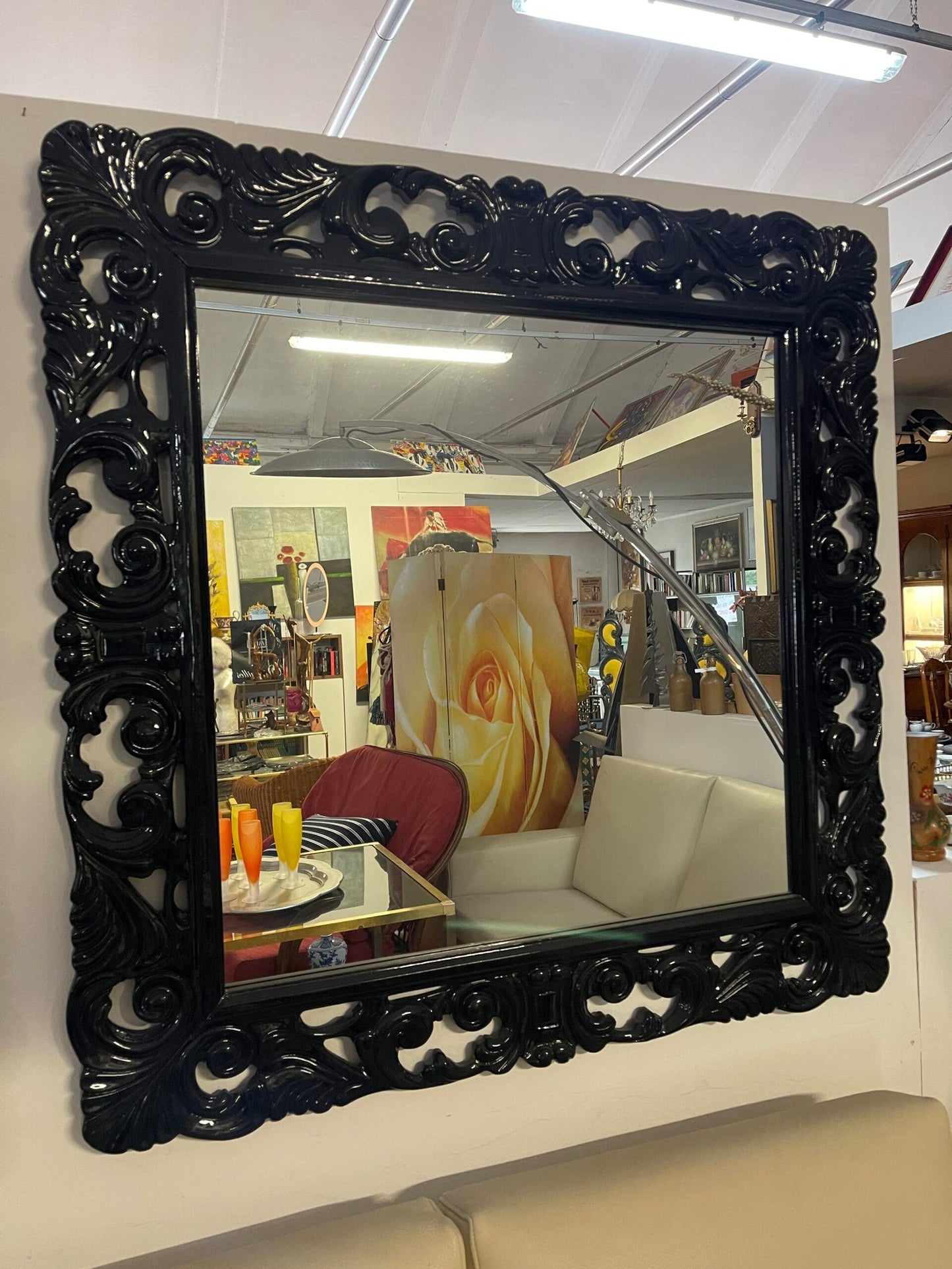 Specchio con Cornice Barocca Nera Lucida – Eleganza e Raffinatezza per Ogni Ambiente