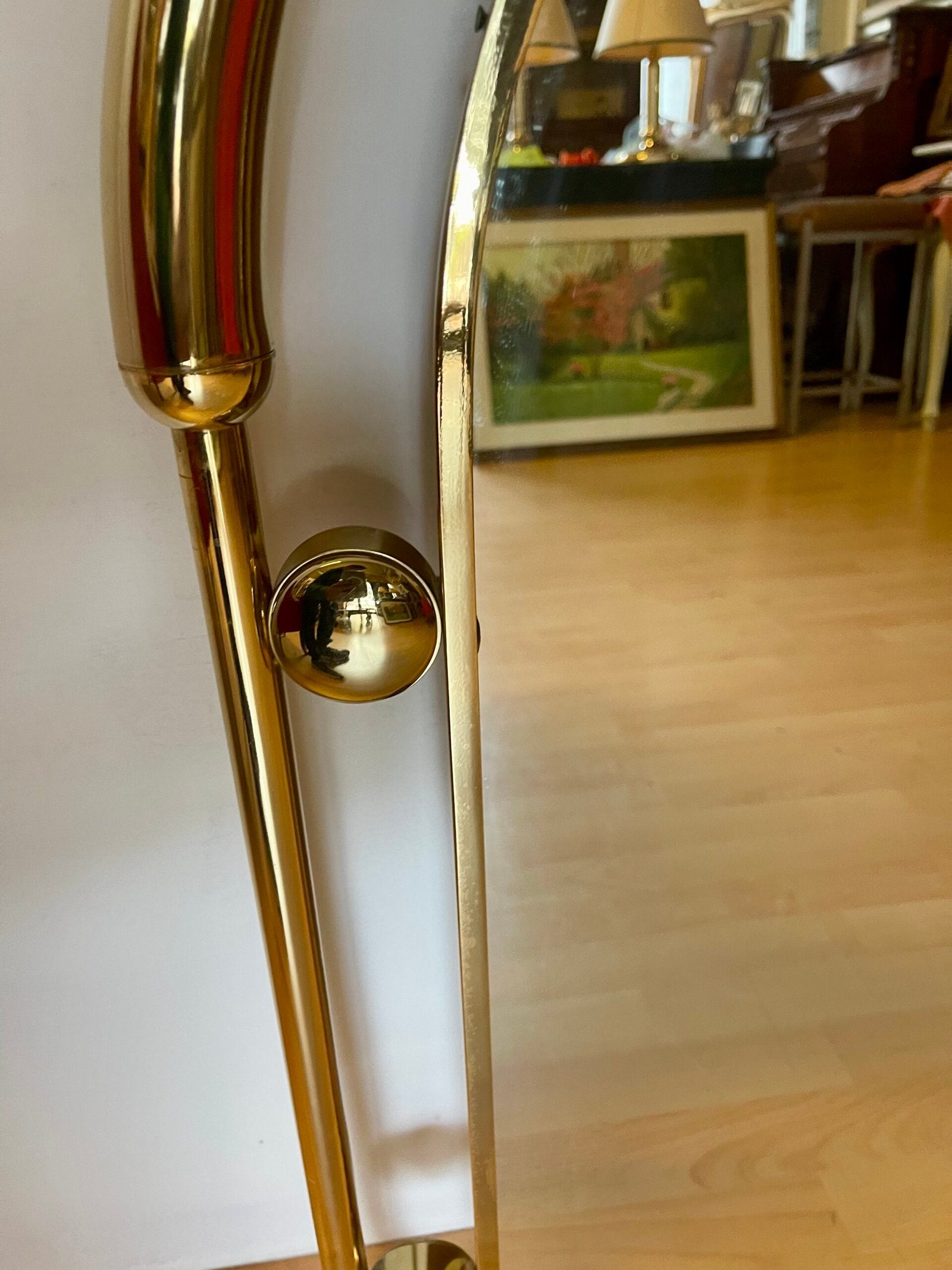 Specchio con cornice in ottone, stile Moderno anni '70