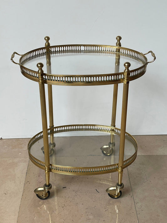 Elegante carrello da bar in ottone dorato di design raffinato italiano