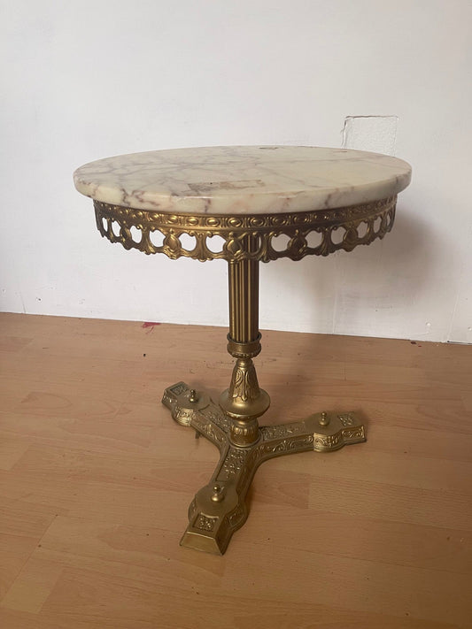 Tavolino da Salotto o Comodino in Marmo e Bronzo Dorato, Stile Neoclassico