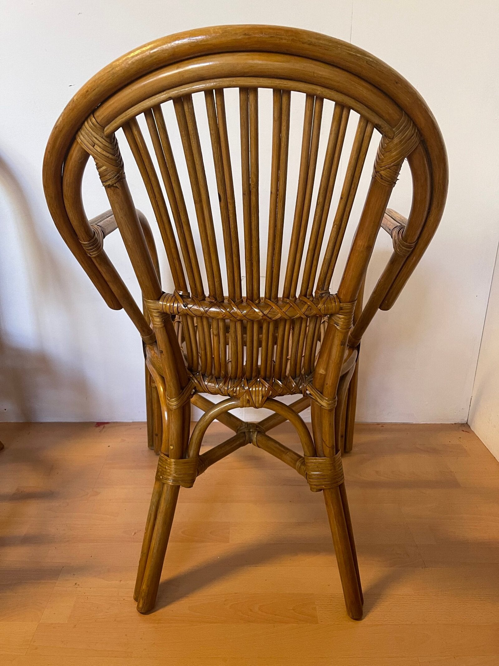 Coppia di sedie vintage in bambù e rattan