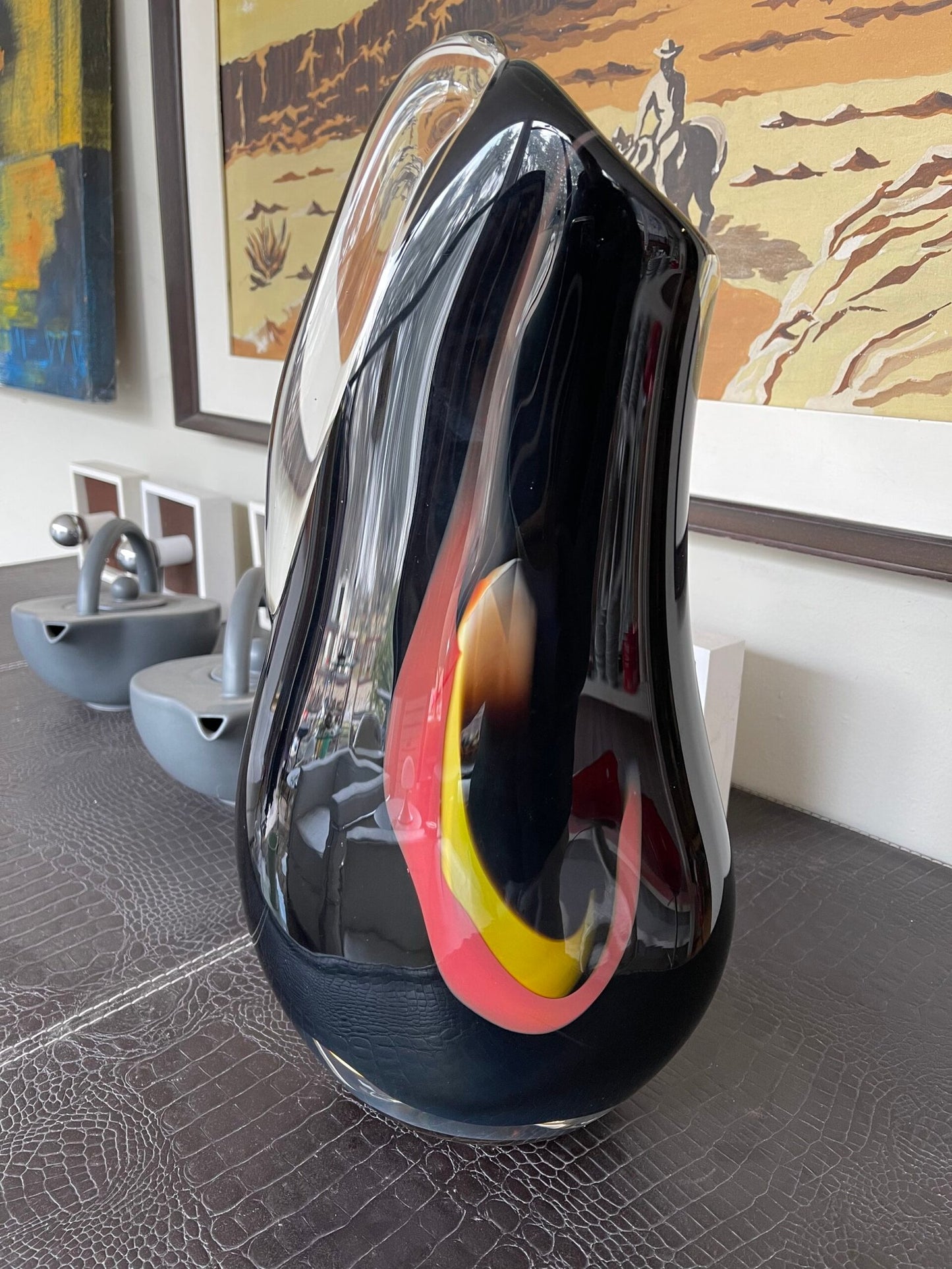 Vaso in vetro artistico multicolore