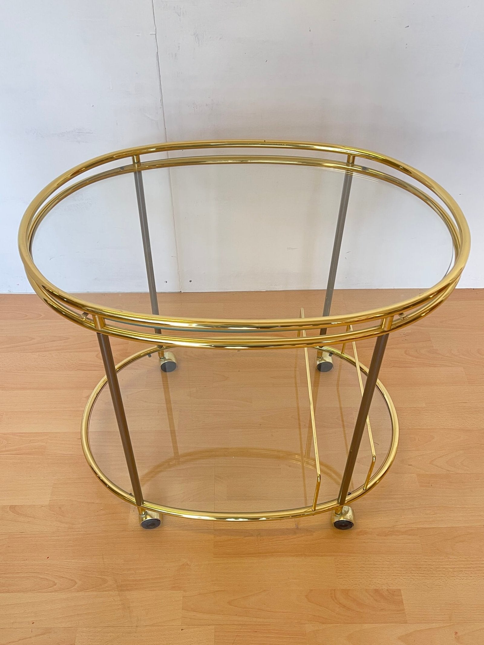 Carrello Bar Mid-Century in Ottone e Vetro, anni 70