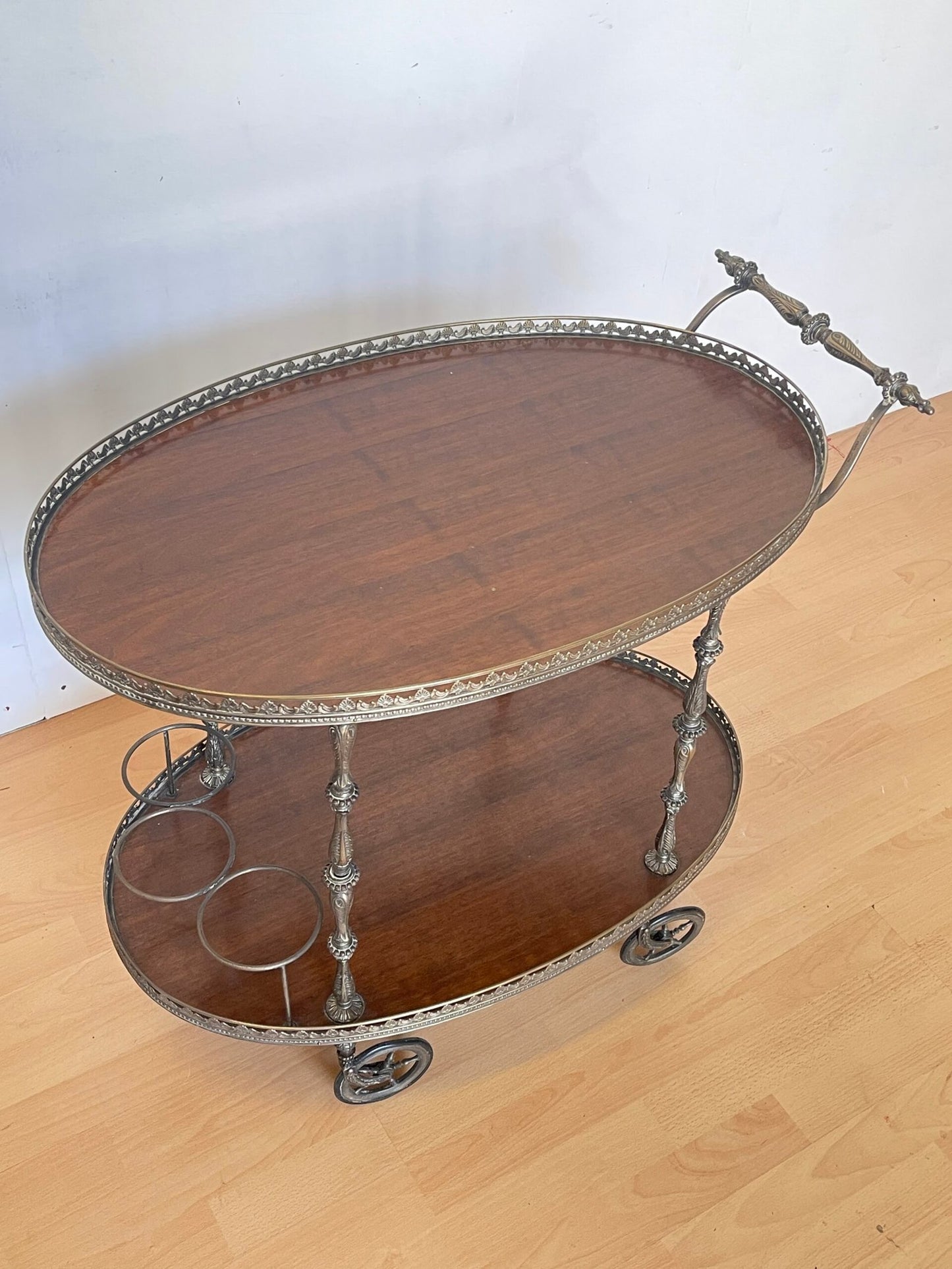 Carrello da Servizio vintage in Ottone e Legno - «Grand Époque»