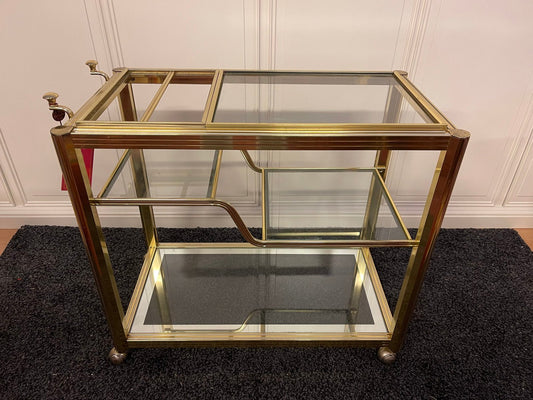 Carrello portavivande in ottone e vetro - stile vintage