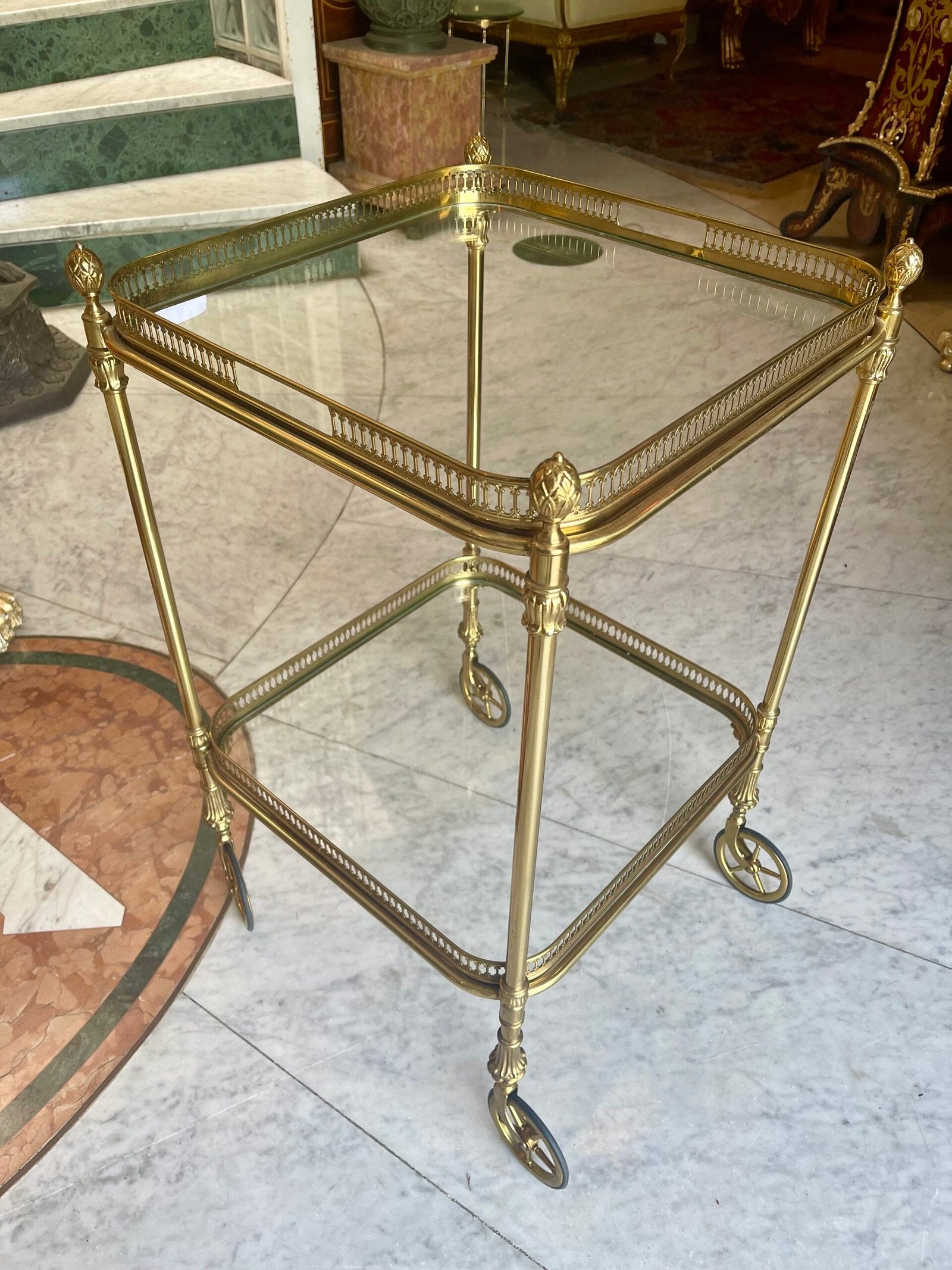 carello in ottone italiano quadrato anni '70