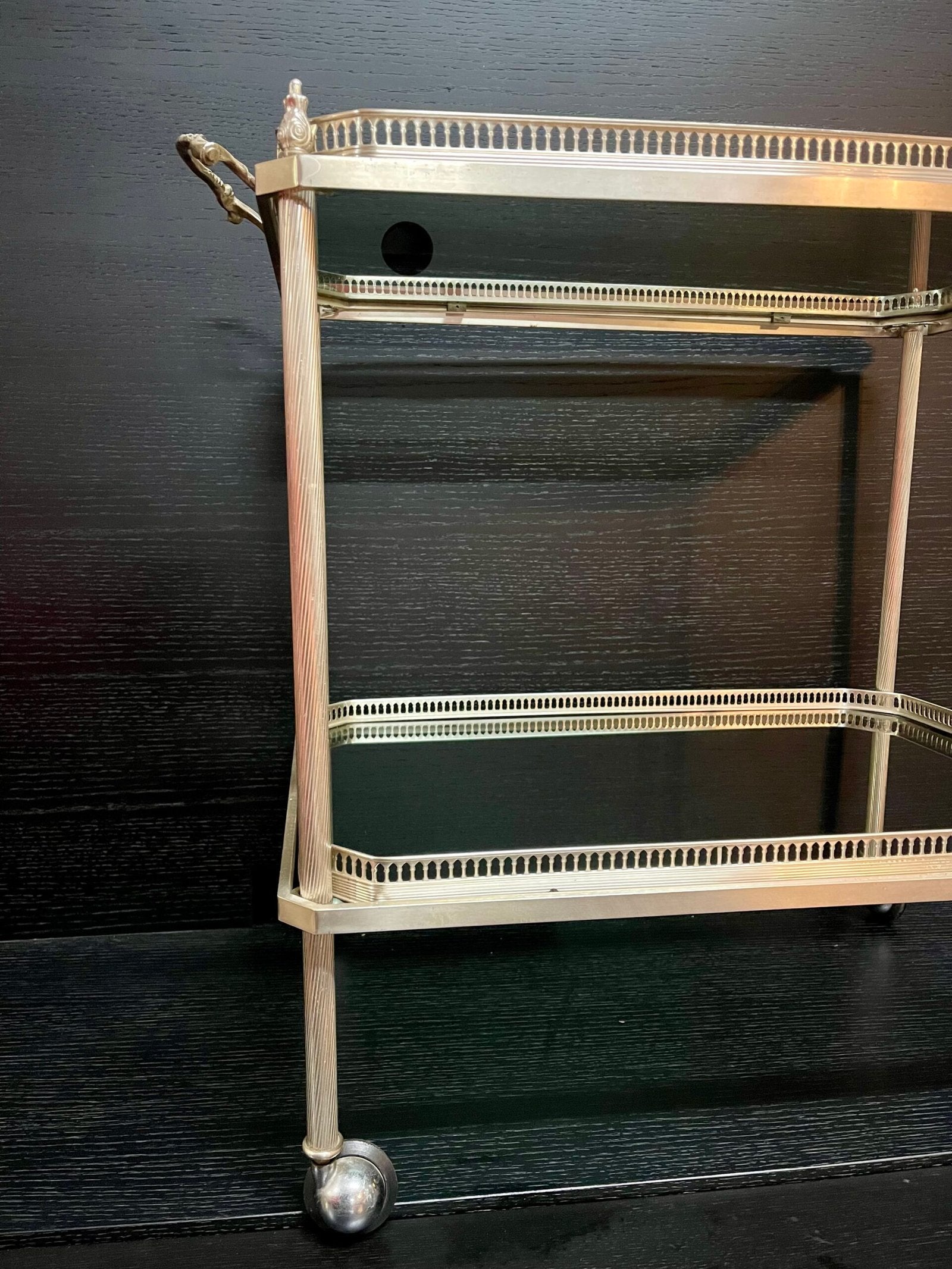 Carrello bar portavivande in bronzo argentato anni '70 italiano