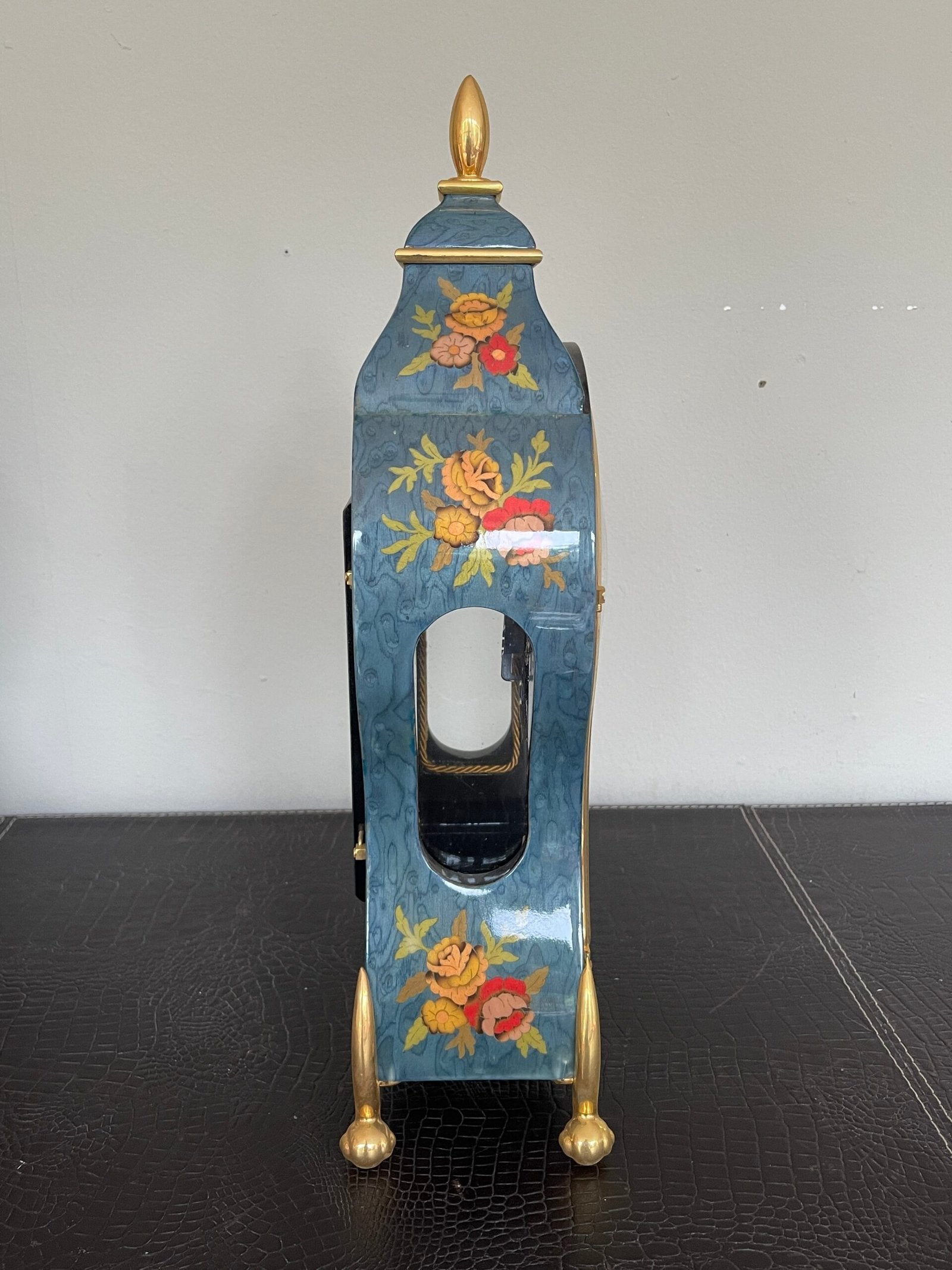 orologio da tavolo «Neuchatel» Con Pendolo e Decori Floreali