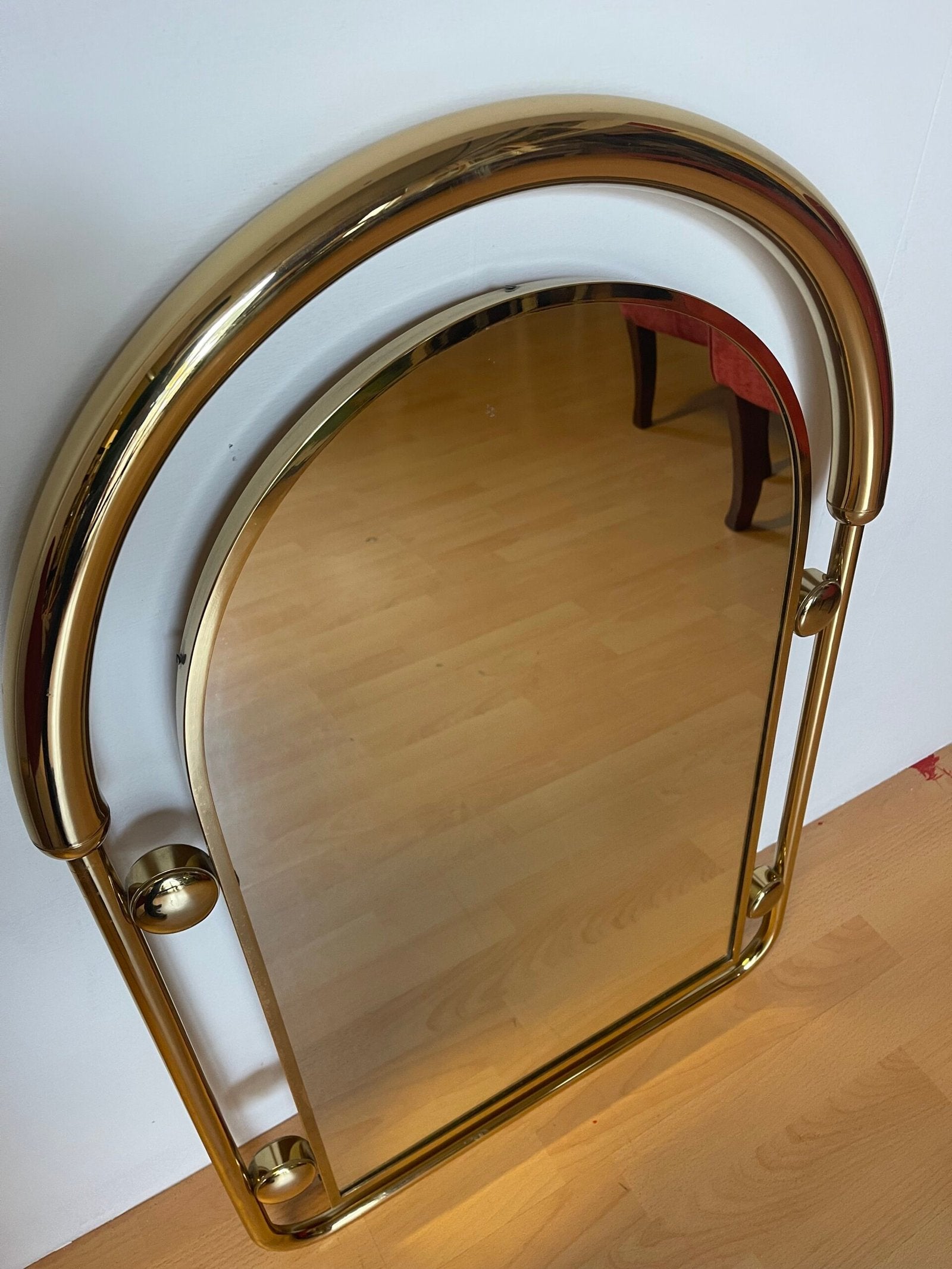 Specchio con cornice in ottone, stile Moderno anni '70