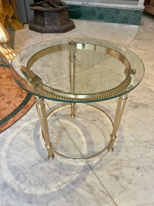 Elegante Tavolino in Ottone e Vetro Stile Hollywood Regency