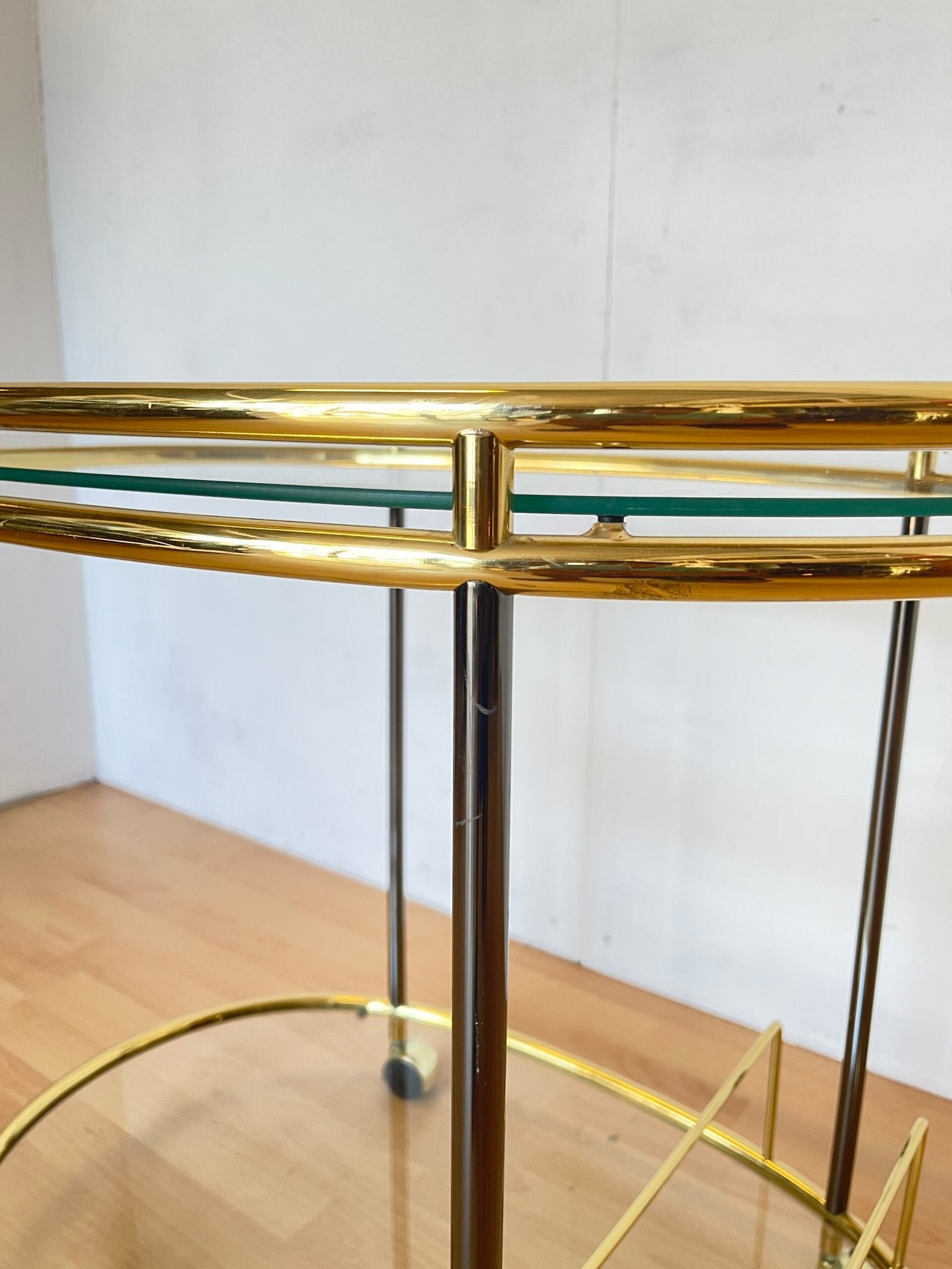 Carrello Bar Mid-Century in Ottone e Vetro, anni 70