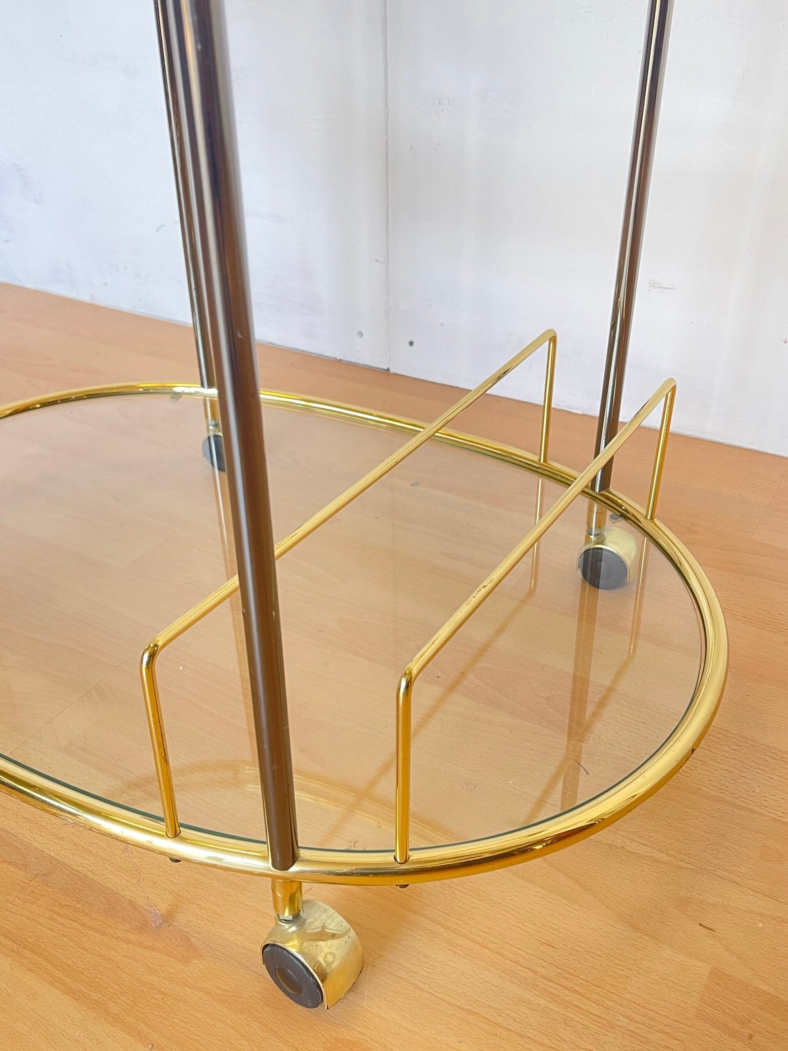 Carrello Bar Mid-Century in Ottone e Vetro, anni 70