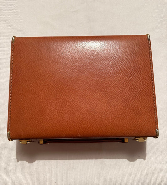 Valigetta Vintage in Pelle Marrone con Dettagli in Ottone