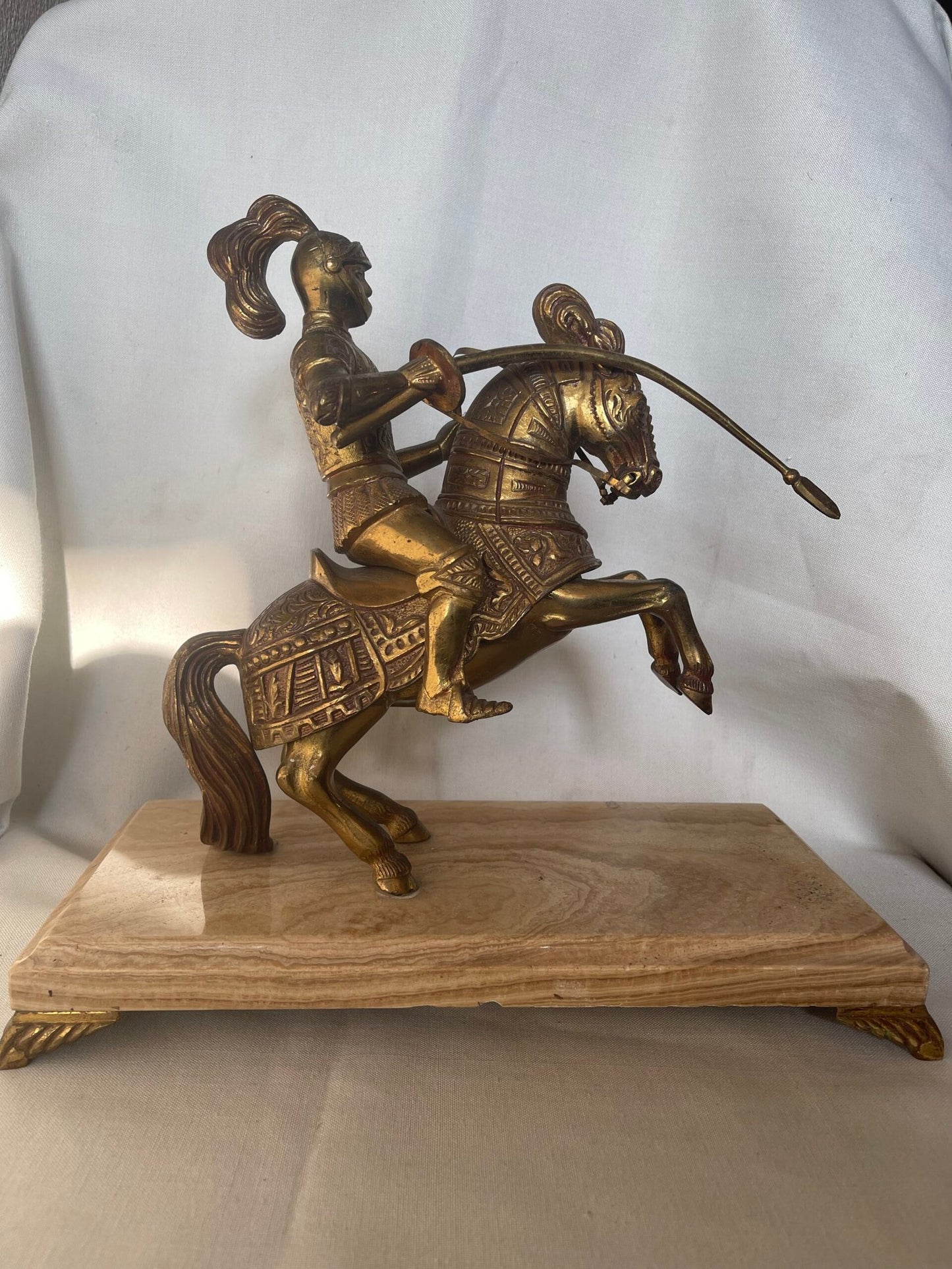 Statuetta Equestre di Cavaliere Medievale in Bronzo