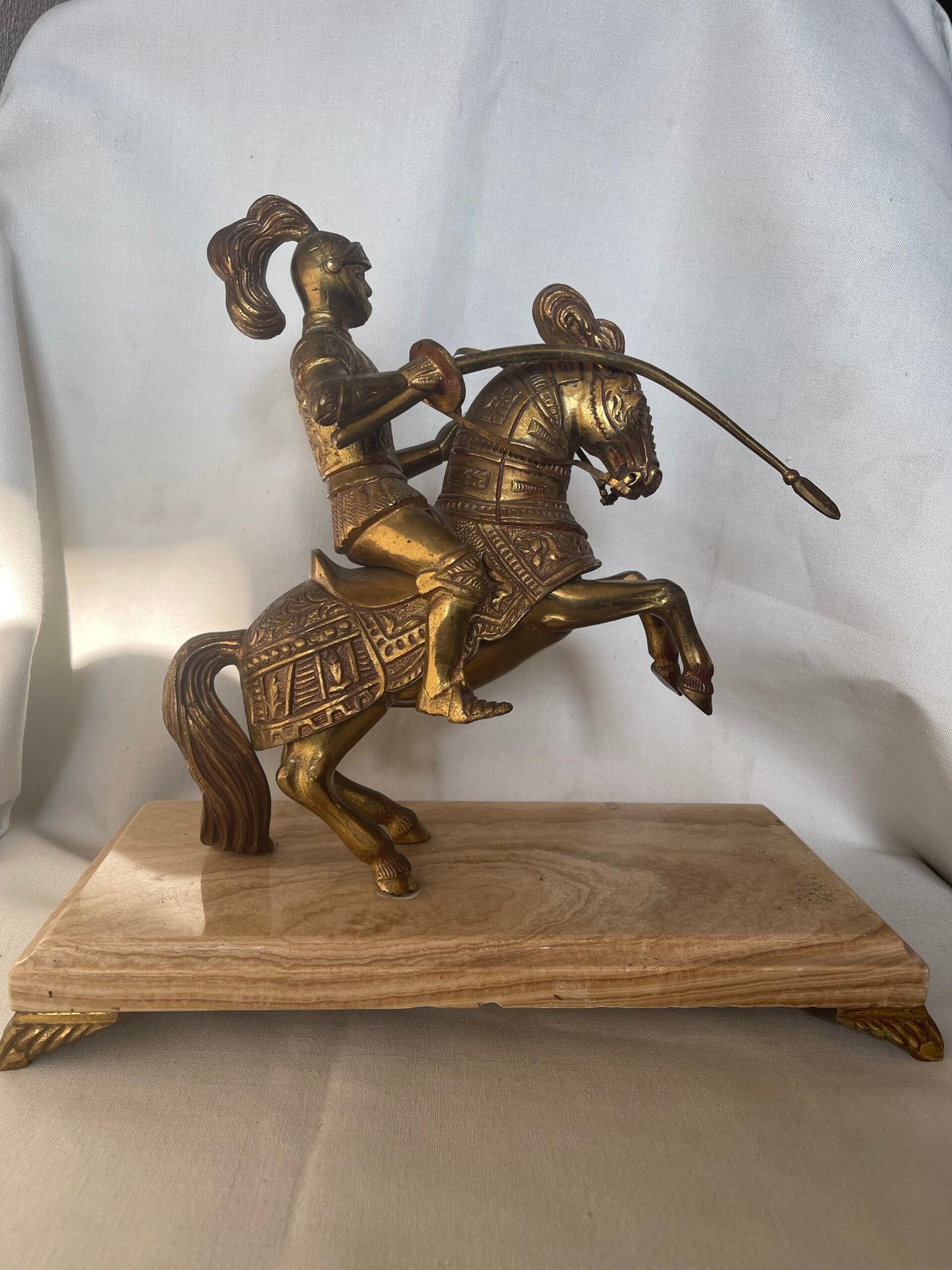 Statuetta Equestre di Cavaliere Medievale in Bronzo