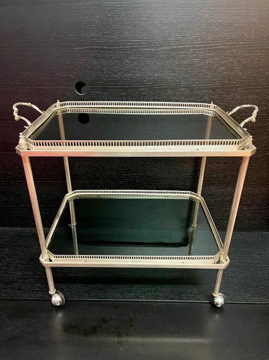 Carrello bar portavivande in bronzo argentato anni '70 italiano