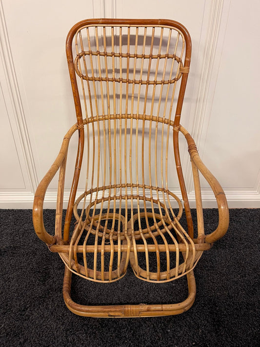 Poltrona vintage in rattan curvato – stile boho chic