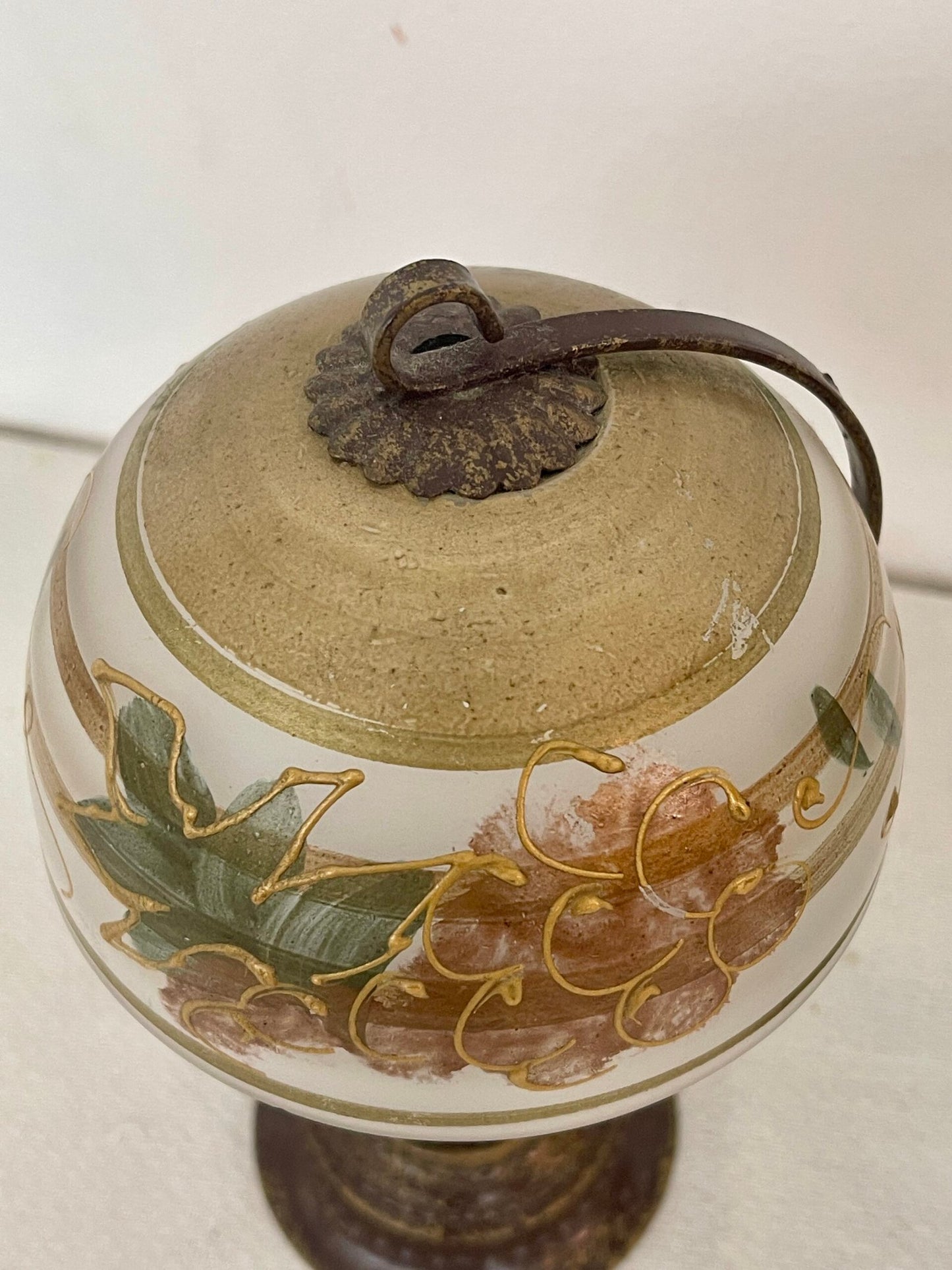 Coppia di lampade da Comodino Con Paralume Dipinto a Mano