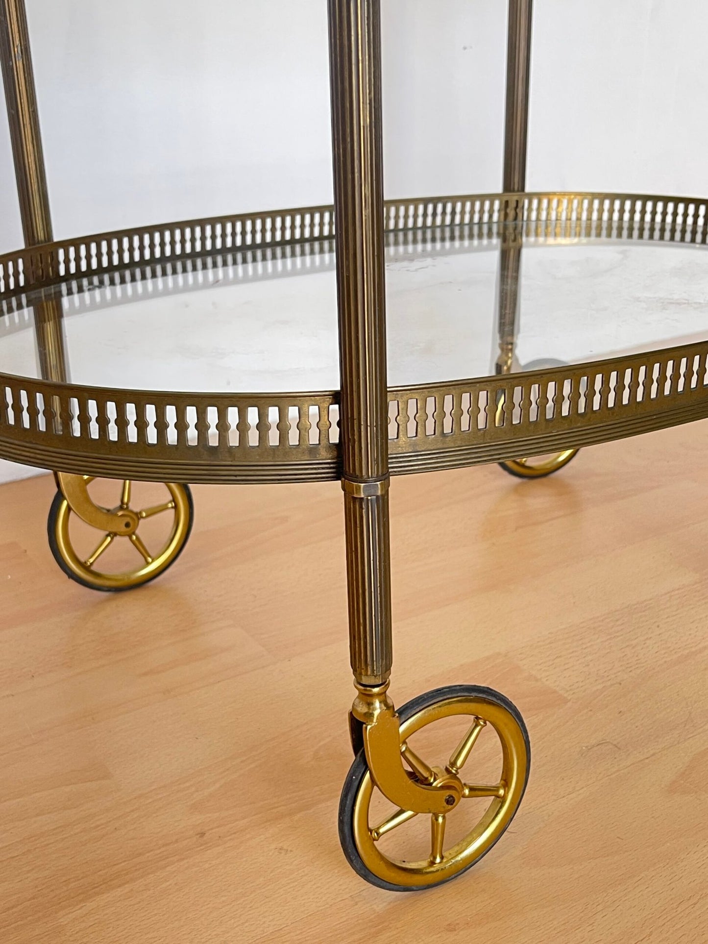 Carrello da Servizio vintage in Ottone e Vetro - Stile Neoclassico Anni '50