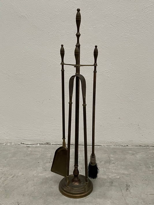 Set di attrezzi da camino in ottone italiano anni 80
