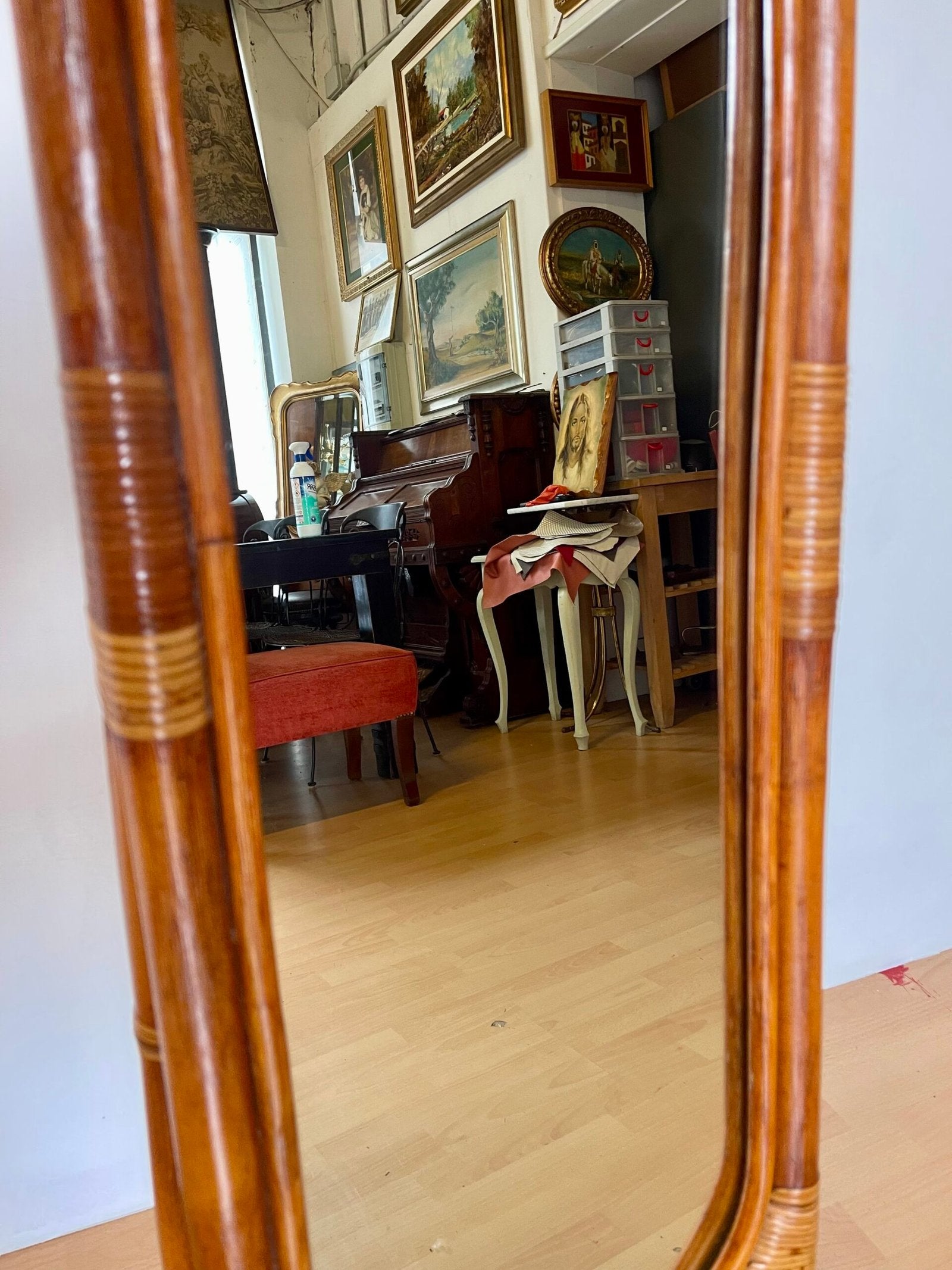 Specchio a figura intera in bambù