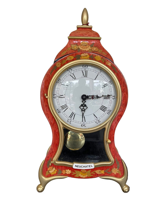 Orologio da Tavolo “Neuchatel” – Stile Barocco con Pendolo e Decori Floreali