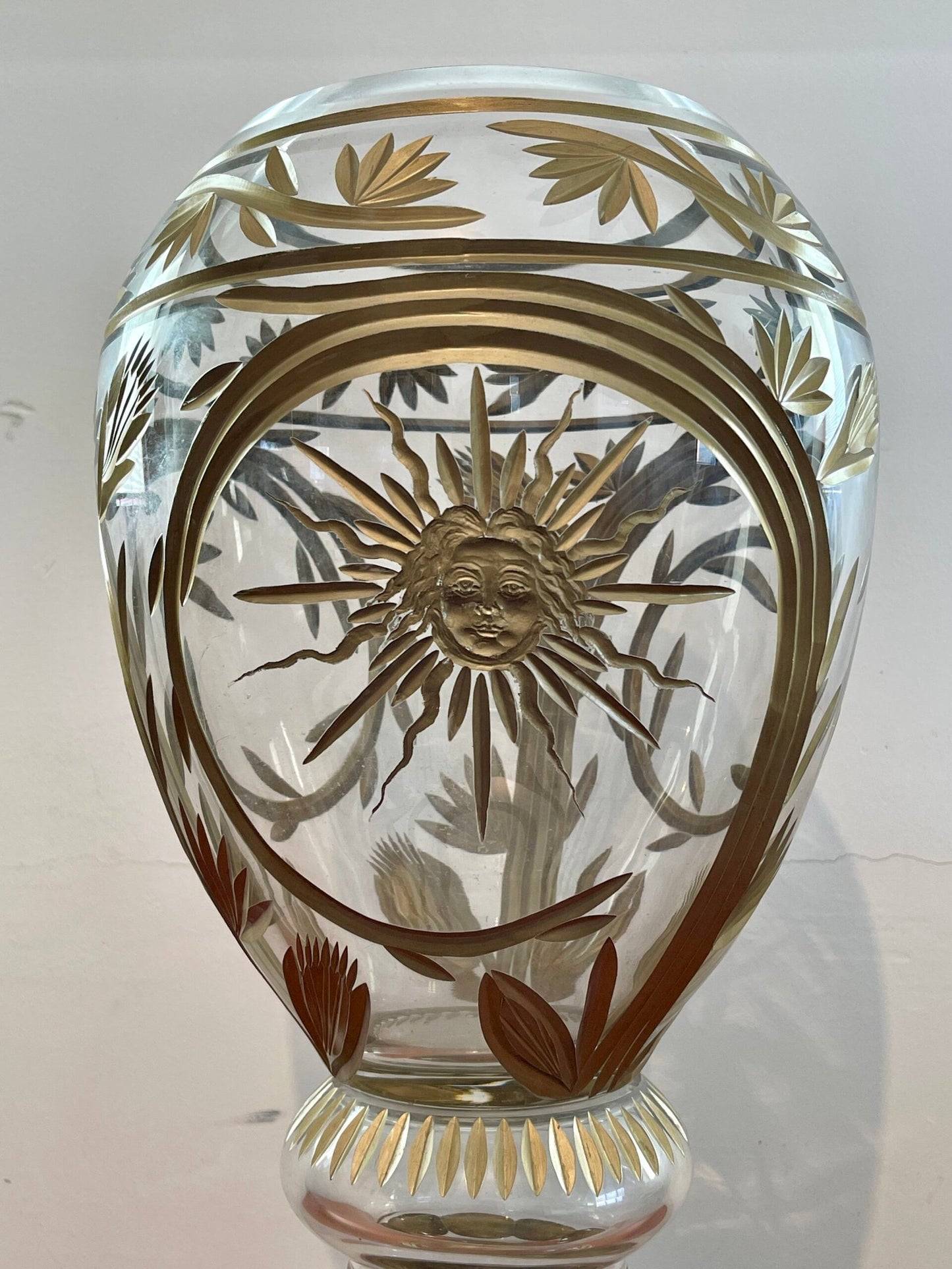 Calice decorativo in cristallo inciso con decori dorati – Motivo Solare