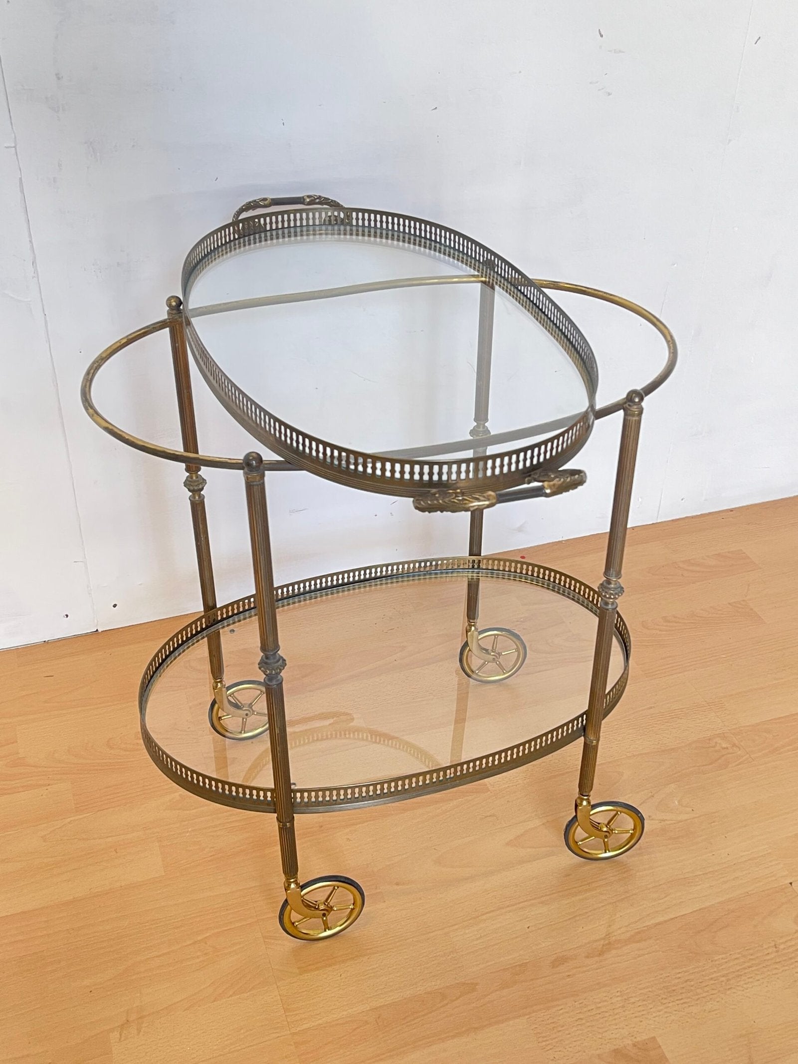 Carrello da Servizio vintage in Ottone e Vetro - Stile Neoclassico Anni '50