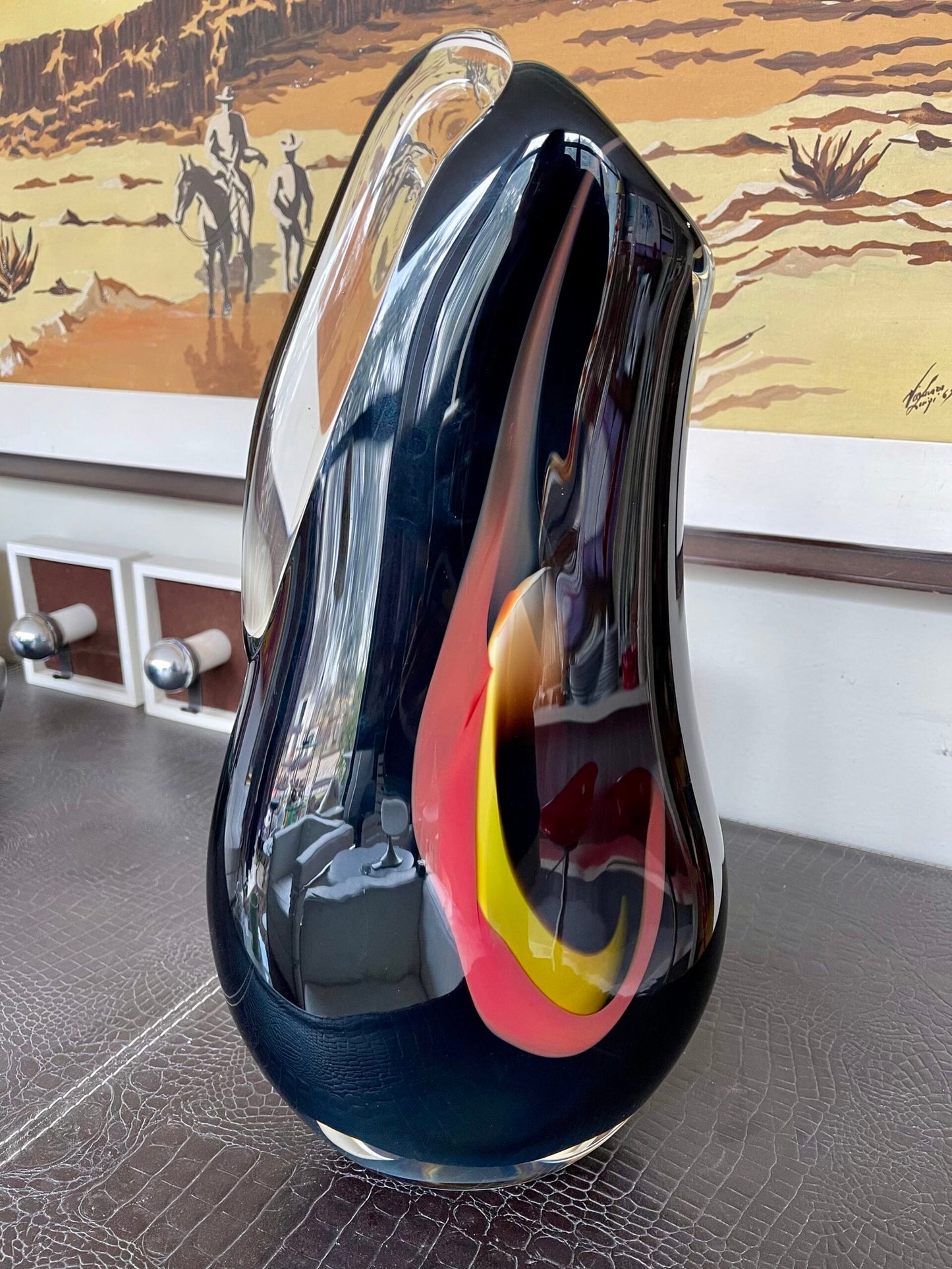 Vaso in vetro artistico multicolore