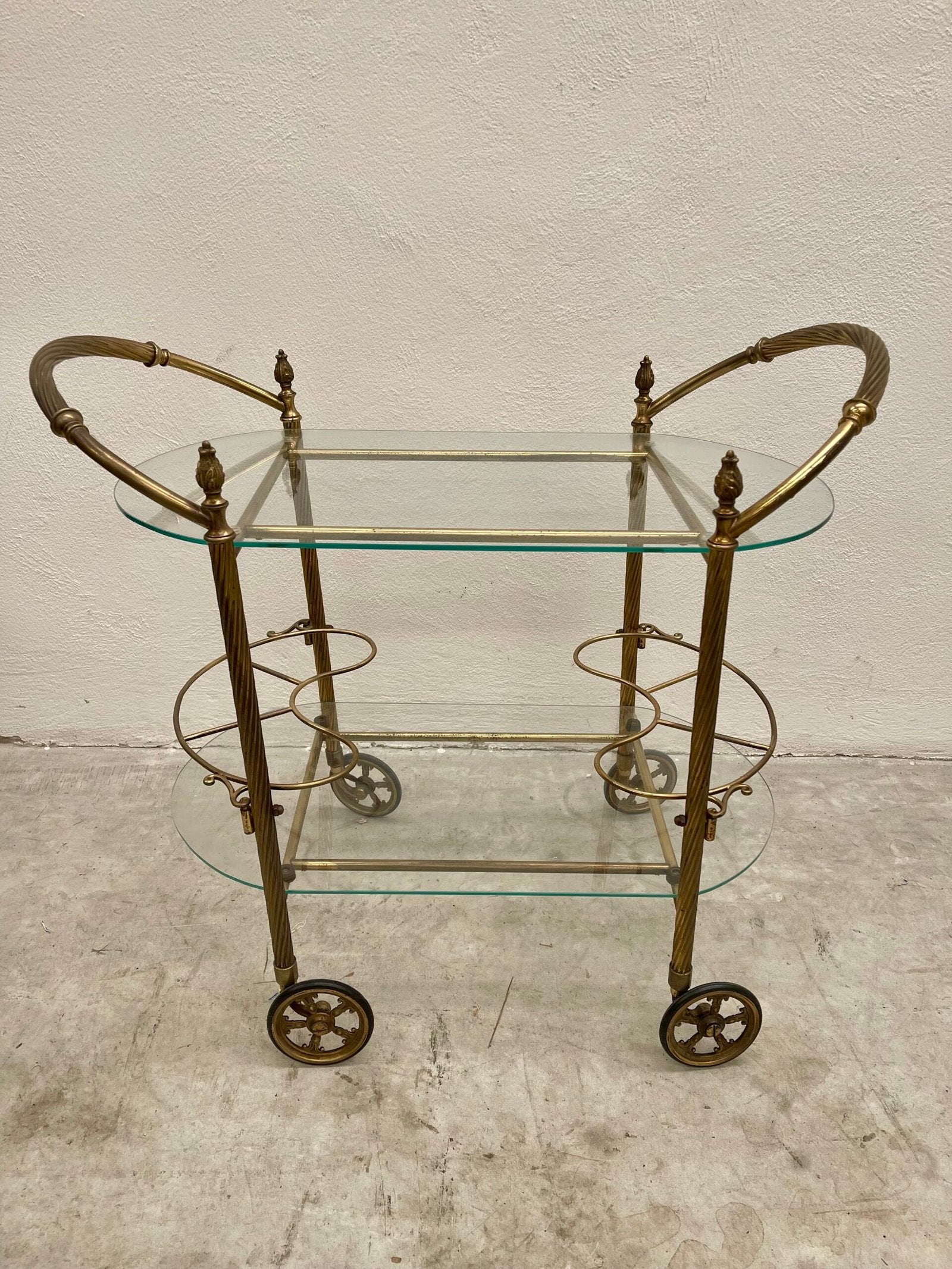 Raro carrello bar in ottone italiano anni '50