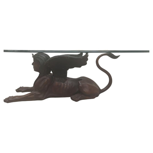 Meravigliosa scultura sfinge in bronzo con funzione di tavolino. Design Mice