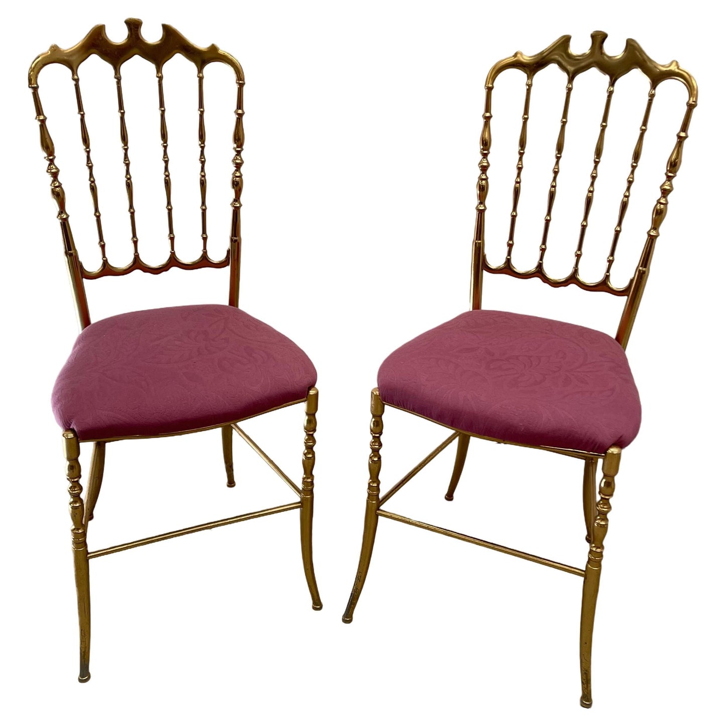 Coppia sedie Italian large Chiavari Brass ottone Dorado