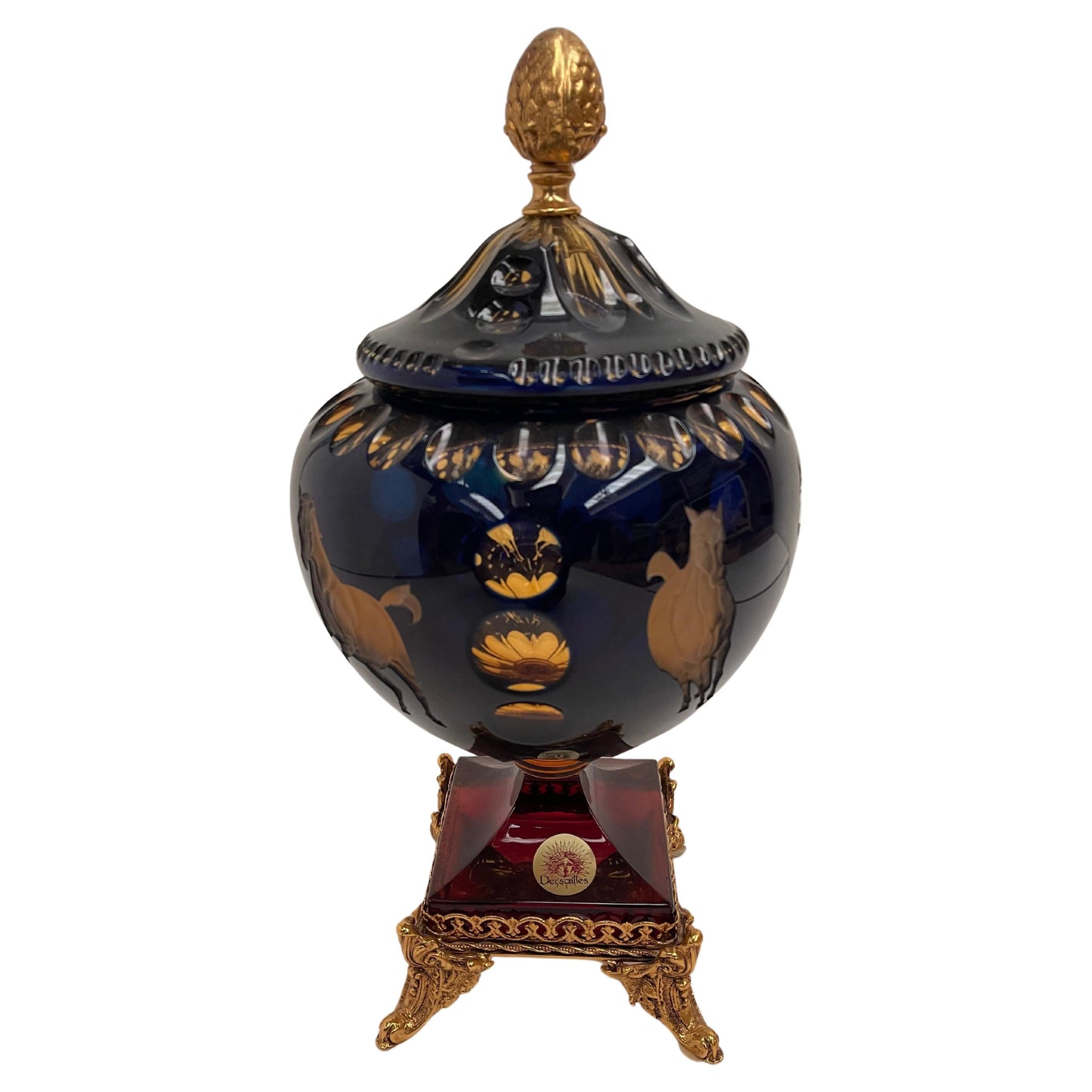 Prezioso Cristallo molato a mano con decorazione in bronzo dorato