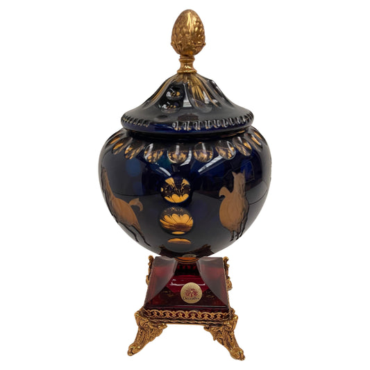 Prezioso Cristallo molato a mano con decorazione in bronzo dorato