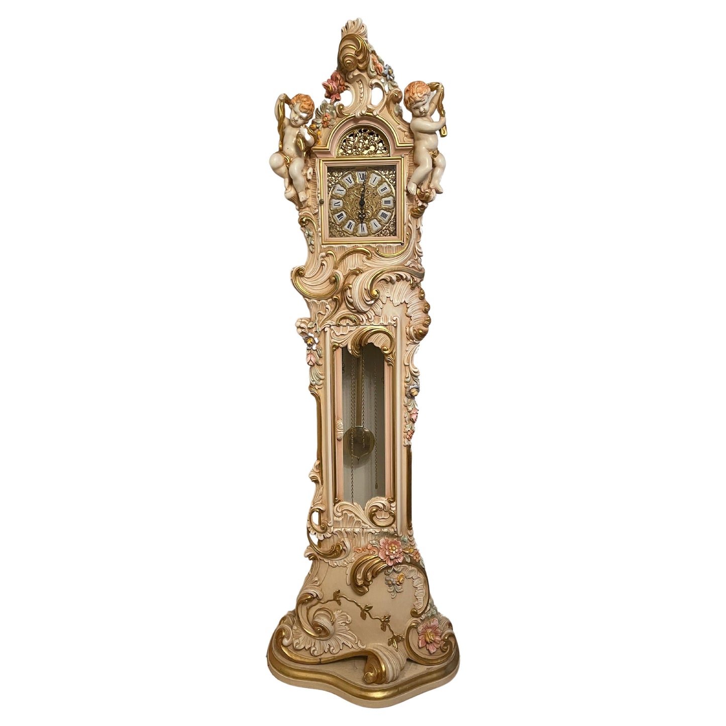 Orologio a Pendolo in Legno Laccato Style Barocco Veneziano 700