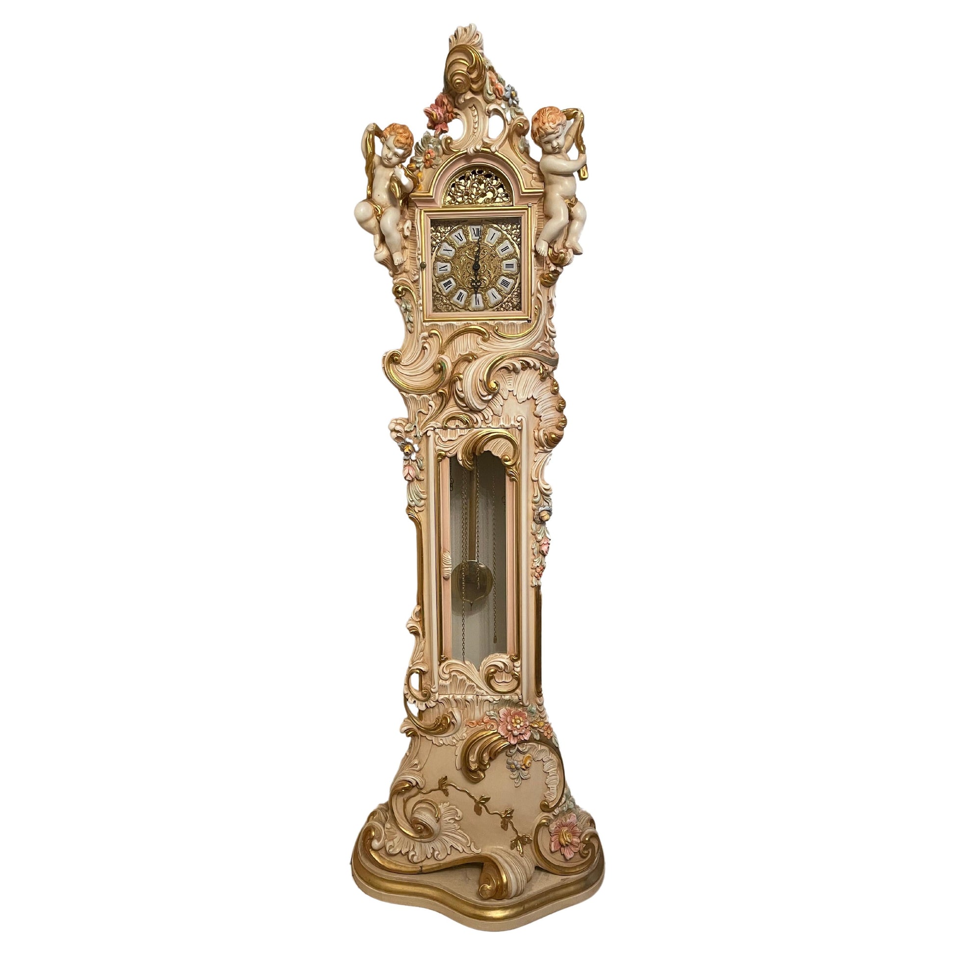 Orologio a Pendolo in Legno Laccato Style Barocco Veneziano 700