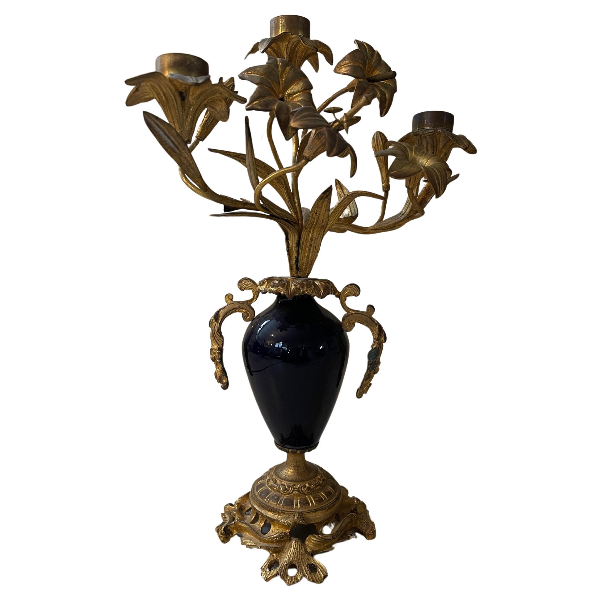 Candelabri antichi in bronzo e porcellana stile parigi