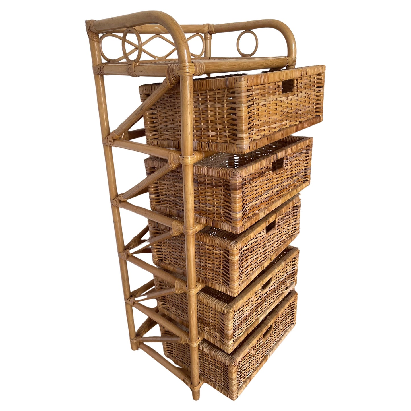 Cassiettiera in bambu 4 casseti naturale vimini vintage anni 90