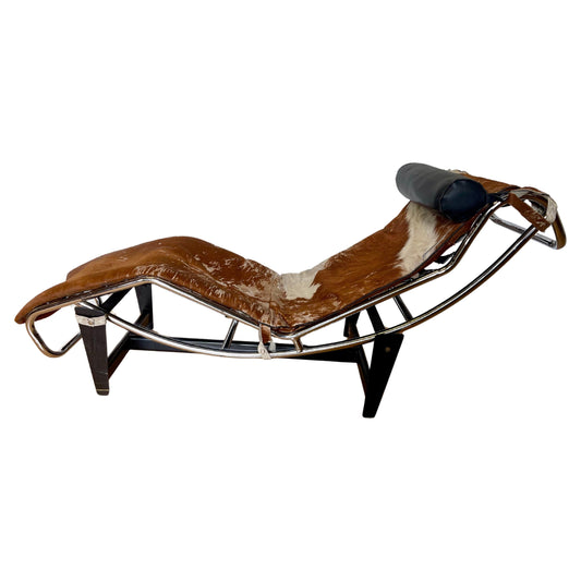 Steele LC4 longue in pelle di muca stile Cassina, italia anni 70