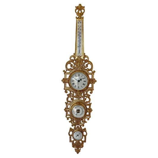 Bellisima Orologio con barometro in ottone dorato XX