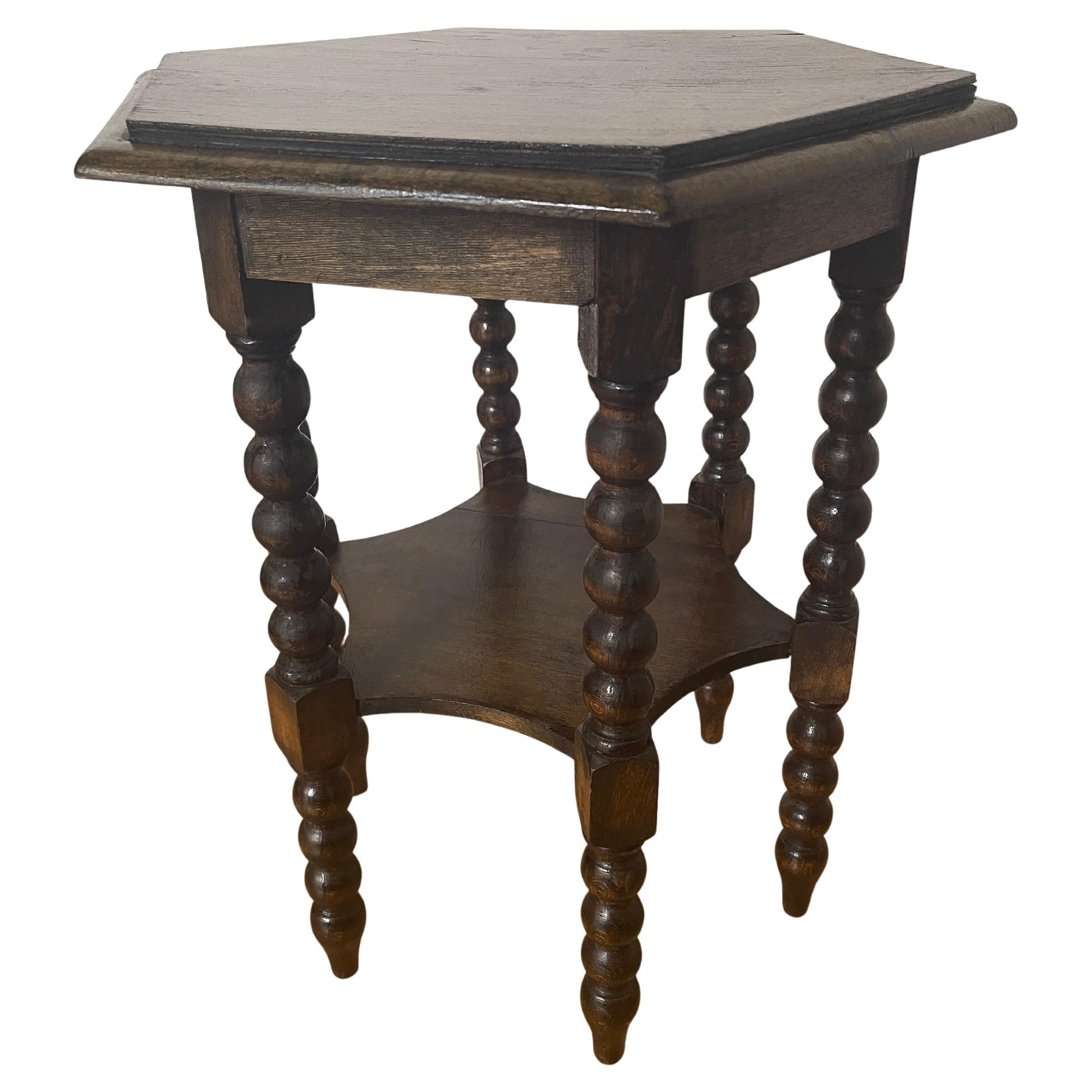 Tavolino Rocchetto in legno esagonale vintage anni '98