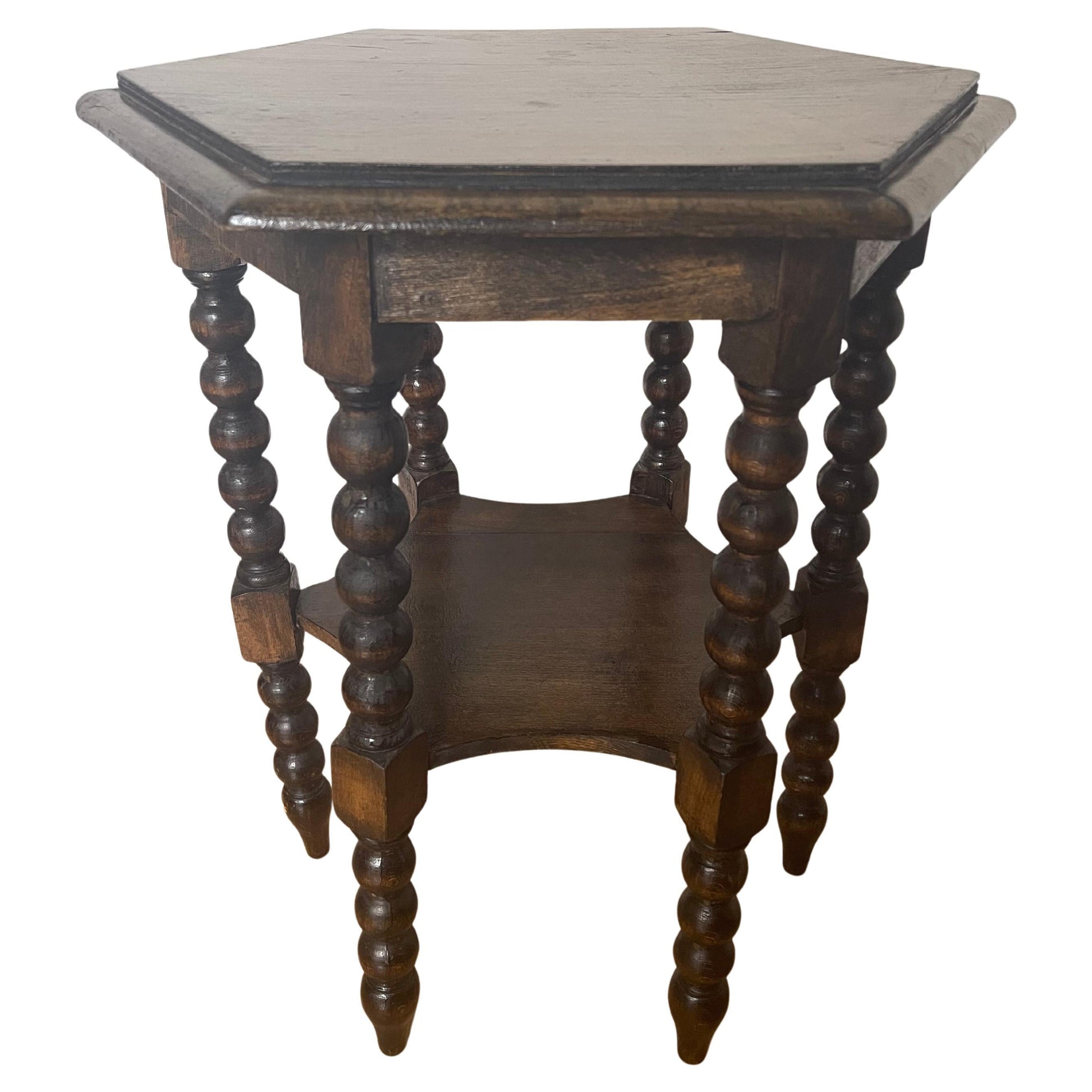 Tavolino Rocchetto in legno esagonale vintage anni '98