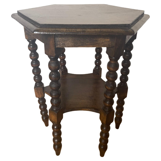 Tavolino Rocchetto in legno esagonale vintage anni '98