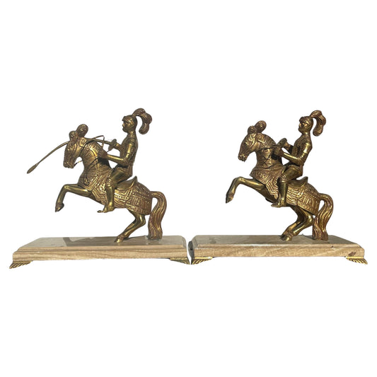 Rinascimentale Coppia di soldati gotici a cavallo Metallo Rinascimento XX Secolo