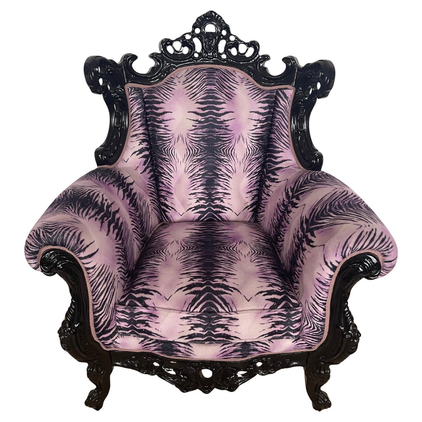 Poltrona italiana in stile francese leopardato viola di Domenico Rugiano