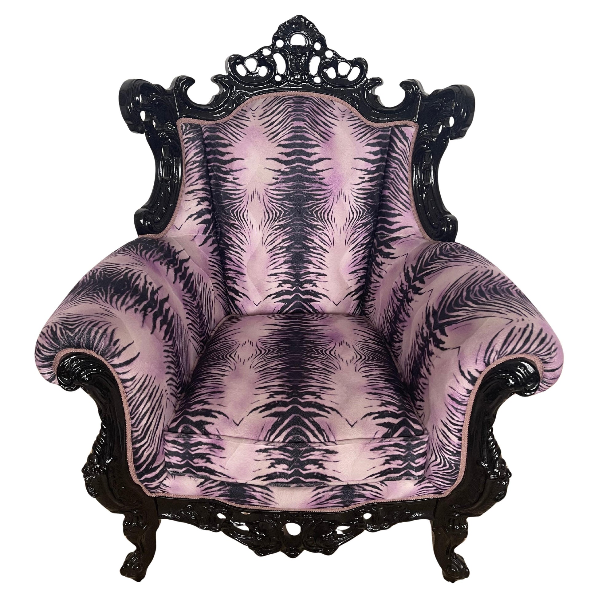 Poltrona italiana in stile francese leopardato viola di Domenico Rugiano